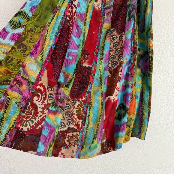 Chico’s Womens Size XL Skirt Patchwork Colorful Boho Abstract Hippie Rayon - Picture 2 of 10
